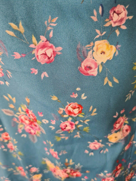 LINDY BOP Dawn Dress - Turquoise Vintage Rose - HerSecretCloset.co.uk