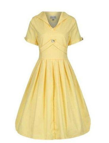 Lindy Bop Claudette Buttercup Summer Yellow Dress - HerSecretCloset.co.uk
