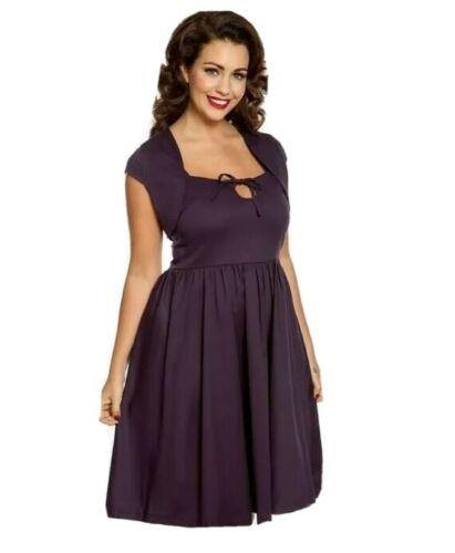 Lindy Bop Libby Deep Purple Swing Dress And Bolero Set - HerSecretCloset.co.uk