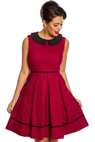 Lindy Bop Molly Sue' Burgundy Day Tea Dress - HerSecretCloset.co.uk